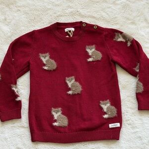 NWT Newbie Burgundy Fox Crewneck Cotton Sweater Size 4-6 (110/116)
